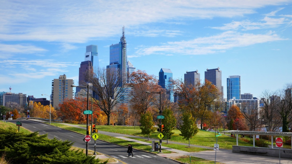 View of Philly downtown from Museum of Art